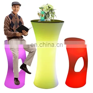 Outdoor Event Party Furniture Illuminated 16 Colors Changing Cocktail Illuminated Bar Table and Chairs Sofa Stool Set thumbnail-2