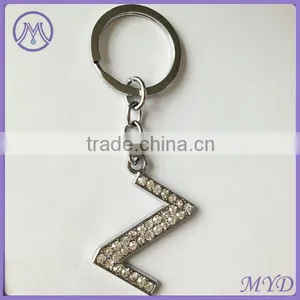 F Letter Metal Key Chain Alphabet Key Ring With Rhinestone Paved thumbnail-6