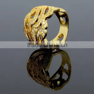 Latest Design Party Dress Cubic Zirconia Chunky Big Size Women Gold Wedding Ring thumbnail-3