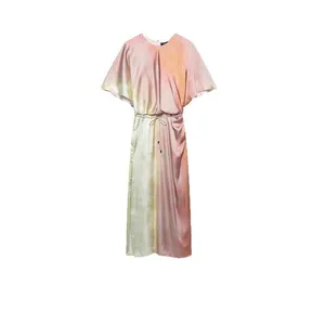 Women's 2025 New European and American Fashion Tie Dye Printed Midi Dress thumbnail-1