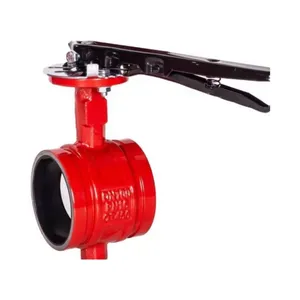 High Quality GGG50 Ductile Iron QT450 Handwheel Turbine Fire Signal Grooved Butterfly Valve Butterfly Valve thumbnail-6