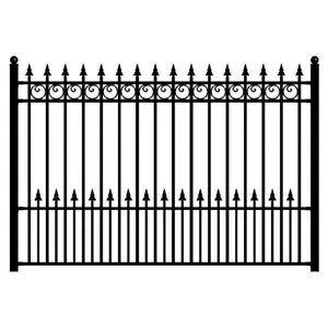 Modular Wrought Iron Fence Hot Dipped Galvanized for Commercial and Industrial Use thumbnail-1
