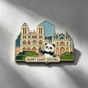 Paris France Panda Hard Enamel Lapel Pin Custom Logo Tourist Souvenir Metal Pin thumbnail-4
