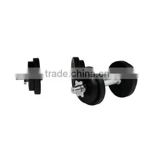 Black Rubber-coated Dumbbell Short Bar Set 20kg thumbnail-1