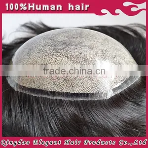 High Quality 100% Human Remy Hair PU Injection Toupee thumbnail-4