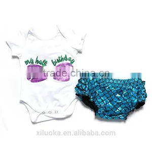 Mermaid Children Summer Boutique Girls Outfits Clothing Sets thumbnail-1