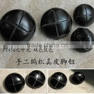 Wine Color Braided Leather Button thumbnail-4