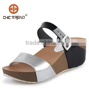 2015 Women Jelly PVC Slipper Shoes Stitching Color PU Wedge Sandals PU Wedges Shoes thumbnail-1