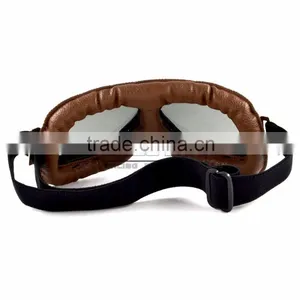 BJ-GT-009 Comfortable Tea Lens Leather Motocross Goggles thumbnail-5