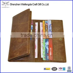 Multifunction High Quality Long Three Folds Rfid Leather Wallet With Button thumbnail-1