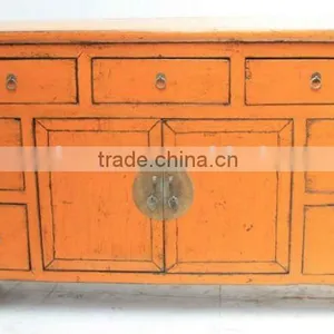 Yellow Seven Drawer Two Door Cabinet thumbnail-1