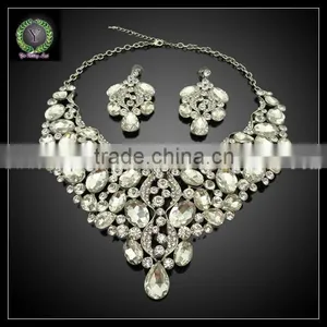 Fashion Design Gold Plated Necklaces and Earrings With Crystal Statement Jewelry Sets KHK728 thumbnail-1