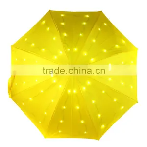 64LEDs Embeded Fully-automatic LED Light Rain Umbrella 23" 3Modes Flashlight Long-handled AAA Battery Torch Yellow Color thumbnail-1