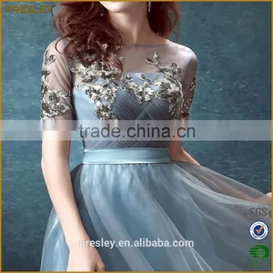 2016 Hot Latest Dress Designs Slim Fit Lace Chiffon Patchwork Dress Women Dresses thumbnail-3
