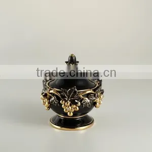 Black Real Gold Grape Antique Ceramic Tissue Box Cover for Home Decoration thumbnail-3