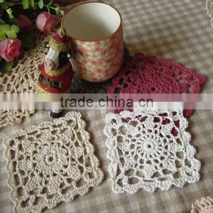 Hand Crochet Cotton Sequare Lace Doilies,DIY Accessories Decoration Cup Mat thumbnail-2