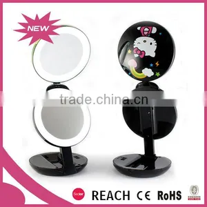 10X Magnifying Round Cosmetic Touch Switch Led Pocket Mirror Supplier's Choice thumbnail-2