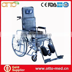 Steel Reclining Commode Bathroom Wheelchair thumbnail-1