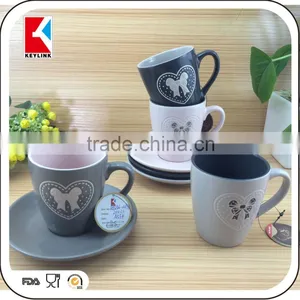 120cc Silk Screen Printed White Coffee Ceramic Cup and Saucer,bulk Tea Cup and Saucer Sets thumbnail-6