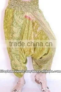 2103 Vintage Silk Saree Aladdin Pants Baggy Trousers for Women Sari Pantalon Trouser thumbnail-1