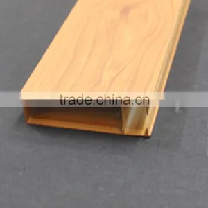 Elegant Facade Wood Grain Suspended Metal Strip Ceiling U Aluminum Screen Ceiling Tiles thumbnail-3