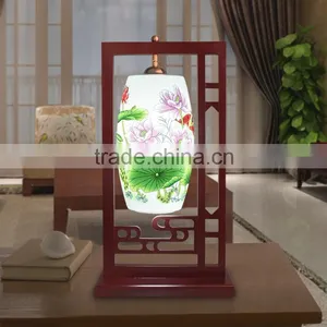 Jingdezhen Ceramic Wood Crafts Bedside Hotel Table Lamp thumbnail-1