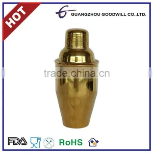 Hot CE/FDA Safe Stainless Steel Gold Plated Cocktail Shaker thumbnail-1