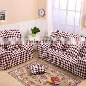 Best Seller Elastic Sofa Cover l Shape Sofa Cover Stretch Sofa Cover Brown Grid015 thumbnail-1