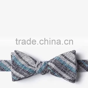 High Quality Cotton Linen Striped Large Mens Double Side Self Tie Bow Tie on Sale thumbnail-5