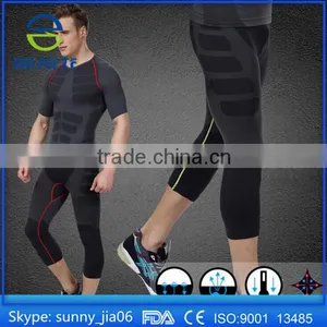 Men's Cool Dri Fit Compression Baselayer Short Sleeve T Shirts, Crew Neck Stretch Slimming Body Shaper Top Shirt thumbnail-4