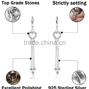 925 Sterling Silver Heart Shaped Fringe Ear Studs for Women thumbnail-2