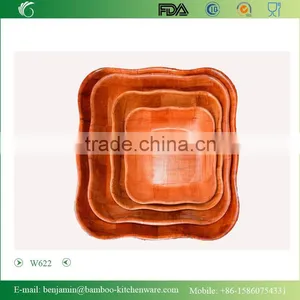 W622/ Rectangle Wooden Woven Snack Bowl, Woven Salad Bowl thumbnail-1