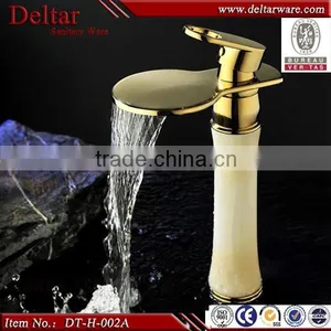 Gold Plated Waterfall Faucet ,oak Wood Cabinet Faucet , Marble Counter Basin Mixer thumbnail-1