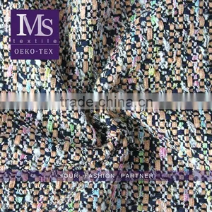 Houndstooth Polyester Viscose Wool Fabric, 100% Wool Tweed Fabric for Formal Wear thumbnail-1
