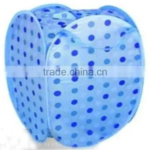 Xianjian Polka Round Dot Foldable Pop-Up Mesh Hamper, Laundry Hamper With Reinforced Carry Handles thumbnail-1