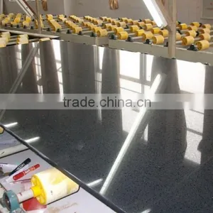 Factory Supply Wholesale Crystal Sparkle Mirror Black Artificial Quartz Stone Slab thumbnail-1