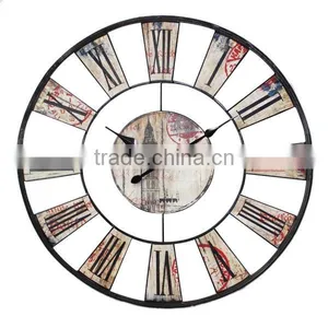 Hot Sale!!! Big Round Metal Vintage Decorative Wall Clock thumbnail-1