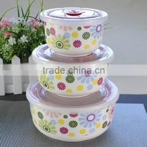 Ceramic Bowls With Airtight Lid, Hot Soup Bowls With Plastic Lid,microwave Safe Bowl thumbnail-1