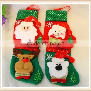 4pcs/Set Christmas Decoration Stocking Santa Claus Socks Candy Bag Children Gift thumbnail-1