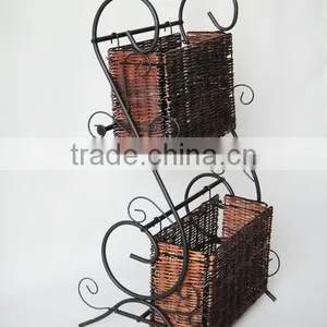2 Tier Scroll Design Magazine Storage Wicker Rack or Magazine Holder thumbnail-2