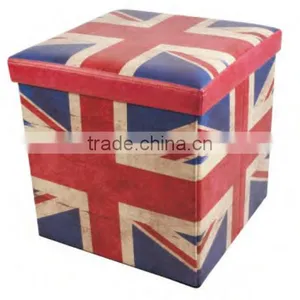 Home Foldable Faux Leather Storage Bench Seat Storage Stool thumbnail-2