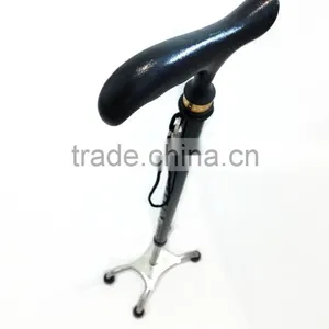 Crutch for Old With Wooden Handle, 4 Legs Base, Telescopic Cane thumbnail-2