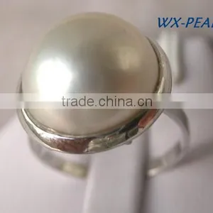 Fashion Jewellery Silver Plated Rhinestone Pearls Rings Tahitian Pearl Ring thumbnail-2