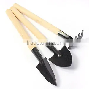 3pcs Mini Garden Gardening Plant Tools Set With Wooden Handle Shovel Rake Spade thumbnail-1