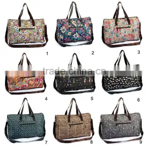 Promotional Foldable Travel Bags With Handles and Shoulder Straps Reusable Recycle Duffle Bags With Front Zipper Pocket thumbnail-6