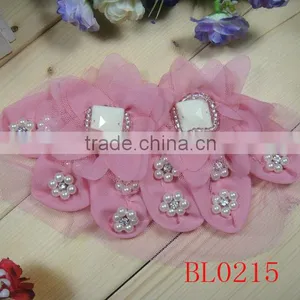Top Fashion Two Colors Available Crystal Center Lace Bodice Rhinestone Applique for Wedding Dress thumbnail-1