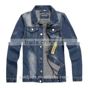 Stylish Denim Jacket Fashion Mens Dip Dyed Denim Jeans Jacket Winter thumbnail-5