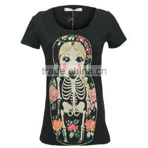 Cotton/spandex Cute Short Sleeve Knitting Garment With Print for Young Lady thumbnail-2