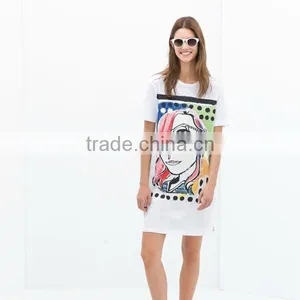 HD-D281 Wholesale Fashion Women Cotton Short Dress/ladies Casual Dress thumbnail-1