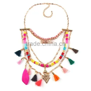 Multicolor Tassel Beads Chain Handmade Necklace thumbnail-2